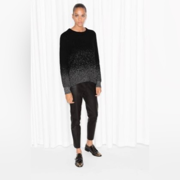 GIANNI BINI Black Two Toned Metallic Long Sleeve Crew Neck Sweater - Picture 1 of 6